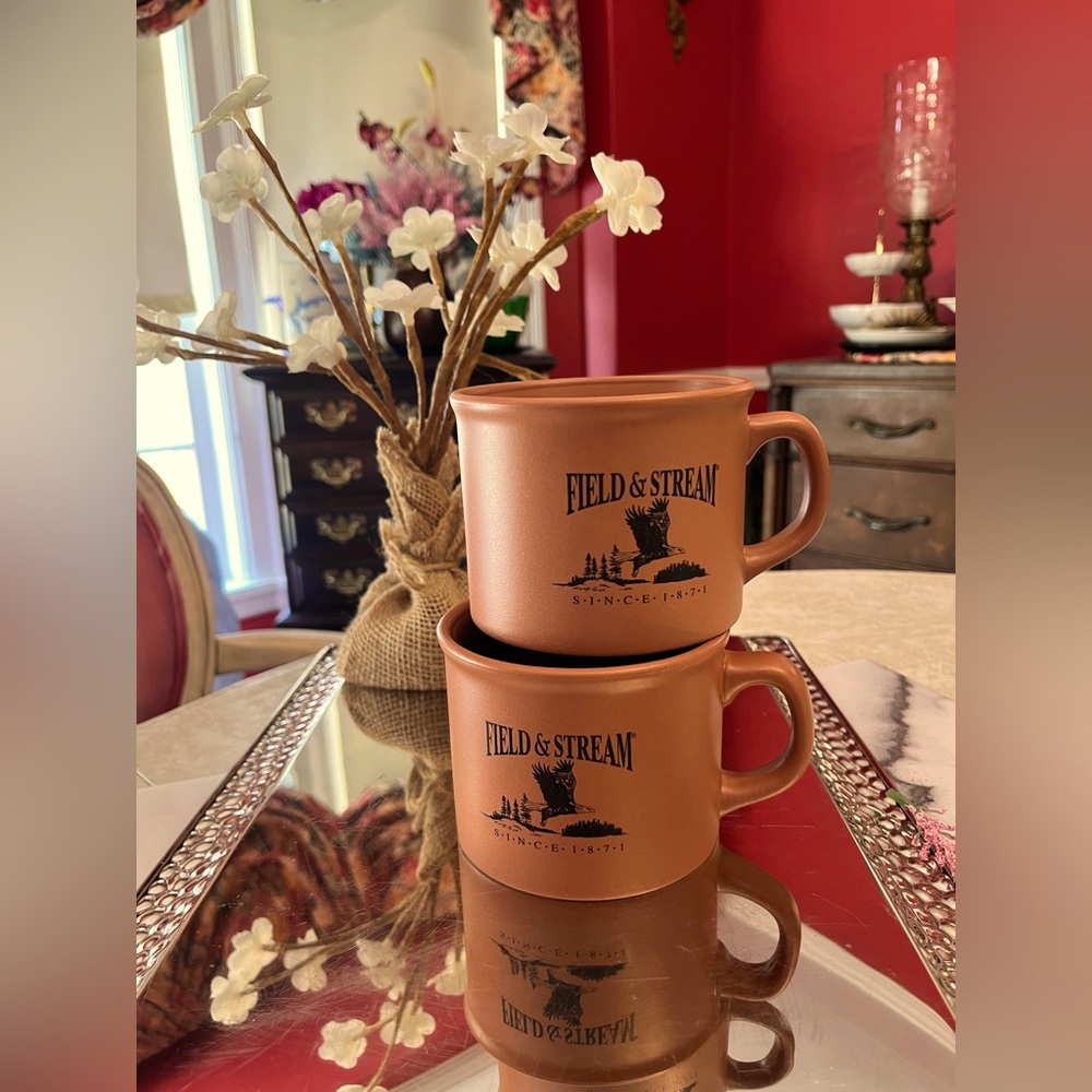 Set of 2 Field & Stream Since 1871 Eagle Ceramic Coffee Mugs Cups/Soup/Chili